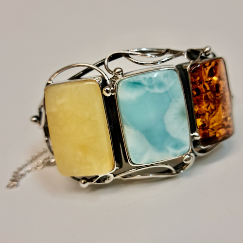 HWG-2397 Bracelet, Three Rectangle Stone $310 at Hunter Wolff Gallery