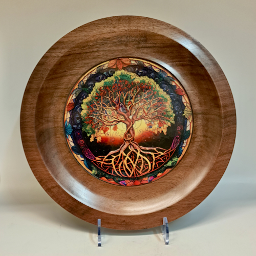 Click to view detail for MH098 Platter, Walnut, Tree of Life Puzzle $225