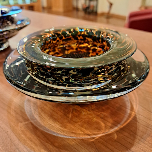 GBG-036 Ikebana Bowl Black/Green/Gold $125 at Hunter Wolff Gallery