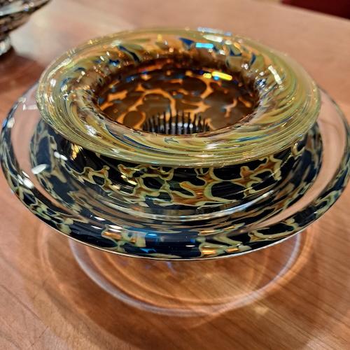 GBG-039 Ikebana Bowl Blue/Gold $125 at Hunter Wolff Gallery