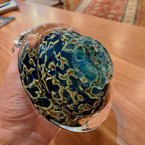 GBG-038 Ikebana Bowl Blue/Gold $125 at Hunter Wolff Gallery