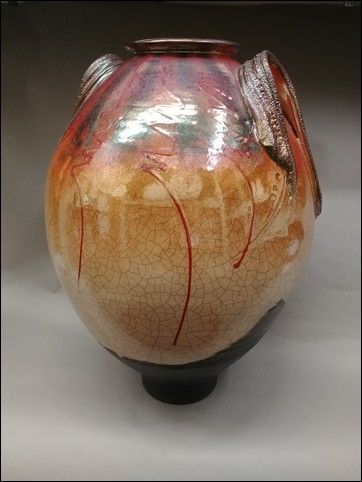 X-Large 3-Time Fired Raku Floor Vase 20