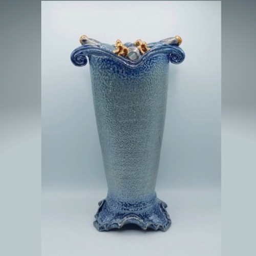 #210355 Vase Salt-Fired with Gold/Silver $129 at Hunter Wolff Gallery
