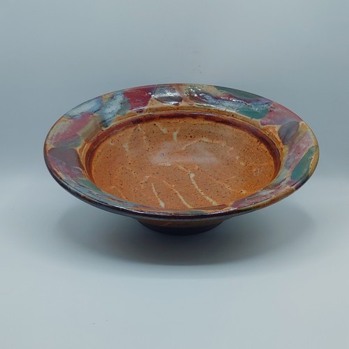 #211032 Bowl TQ/Red Rim 12x3.5 $29.50 at Hunter Wolff Gallery