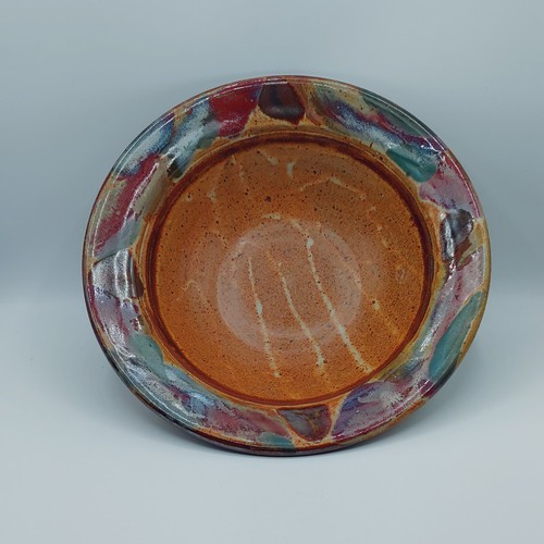 #211032 Bowl TQ/Red Rim 12x3.5 $29.50 at Hunter Wolff Gallery