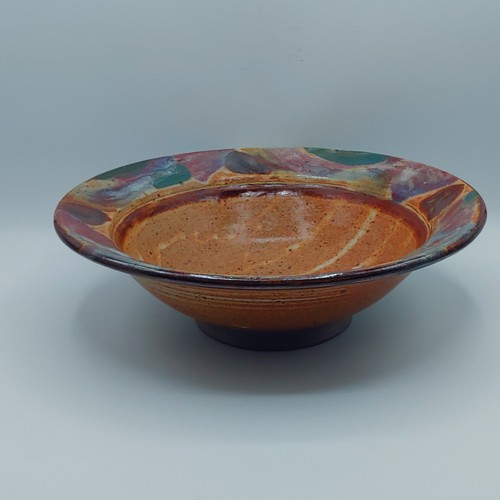 #211032 Bowl TQ/Red Rim 12x3.5 $29.50 at Hunter Wolff Gallery