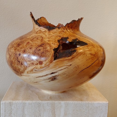 JW-211 Aspen Burl Hollowed Vessel $1800 at Hunter Wolff Gallery