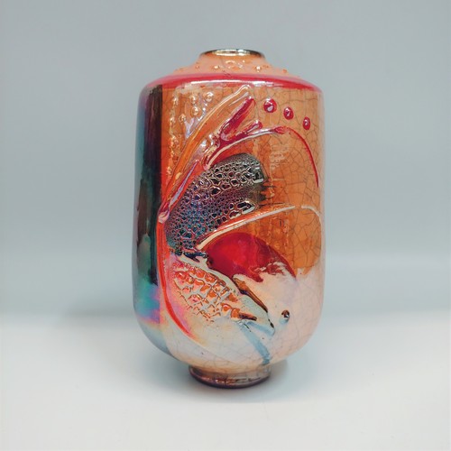 Click to view detail for #220215 Raku Vase 7x3.75  $32