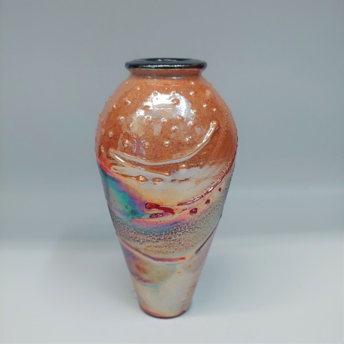 #220216 Raku Vase 7.5x3.5 $32 at Hunter Wolff Gallery