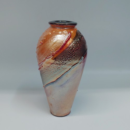 #220216 Raku Vase 7.5x3.5 $32 at Hunter Wolff Gallery