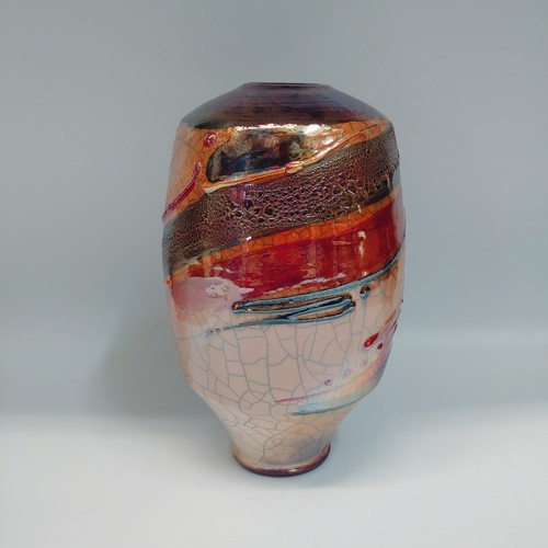 Click to view detail for #220218 Raku Vessel 9x5  $42