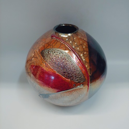 #220217 Raku Vessel  7.25x6.75  $42 at Hunter Wolff Gallery