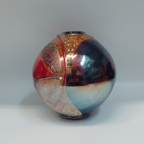 Click to view detail for #220217 Raku Vessel  7.25x6.75  $42