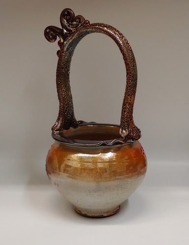 #220413 Raku Glitter Glaze Basket $110 at Hunter Wolff Gallery