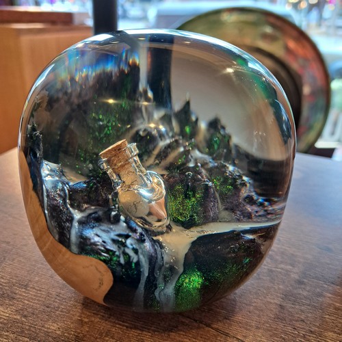 SH229 Maple & Clear Resin with Glass Bottle $200 at Hunter Wolff Gallery