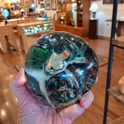 SH229 Maple & Clear Resin with Glass Bottle $200 at Hunter Wolff Gallery
