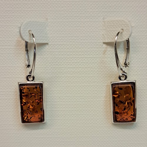 HWG-2358 Earrings, Amber Rectangle Dangle at Hunter Wolff Gallery