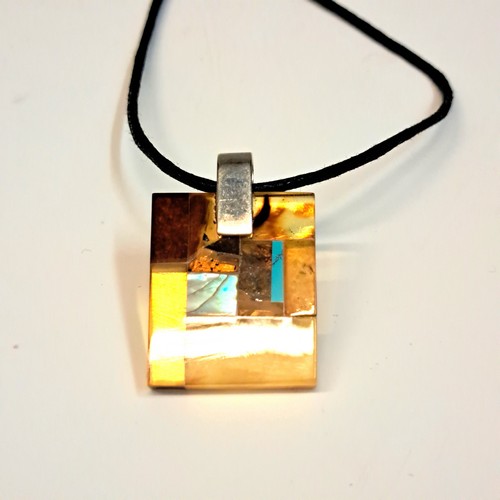 HWG-2400 Pendant, Square, Multi-Color with TQ Accent $58 at Hunter Wolff Gallery