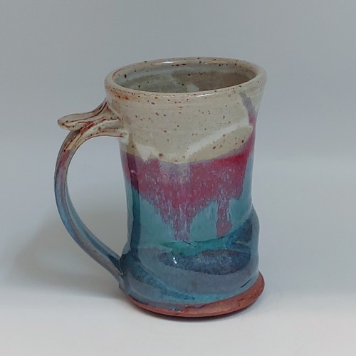 #220241 Mug, Hot & Cold Light Blue, Red, Sand $18 at Hunter Wolff Gallery