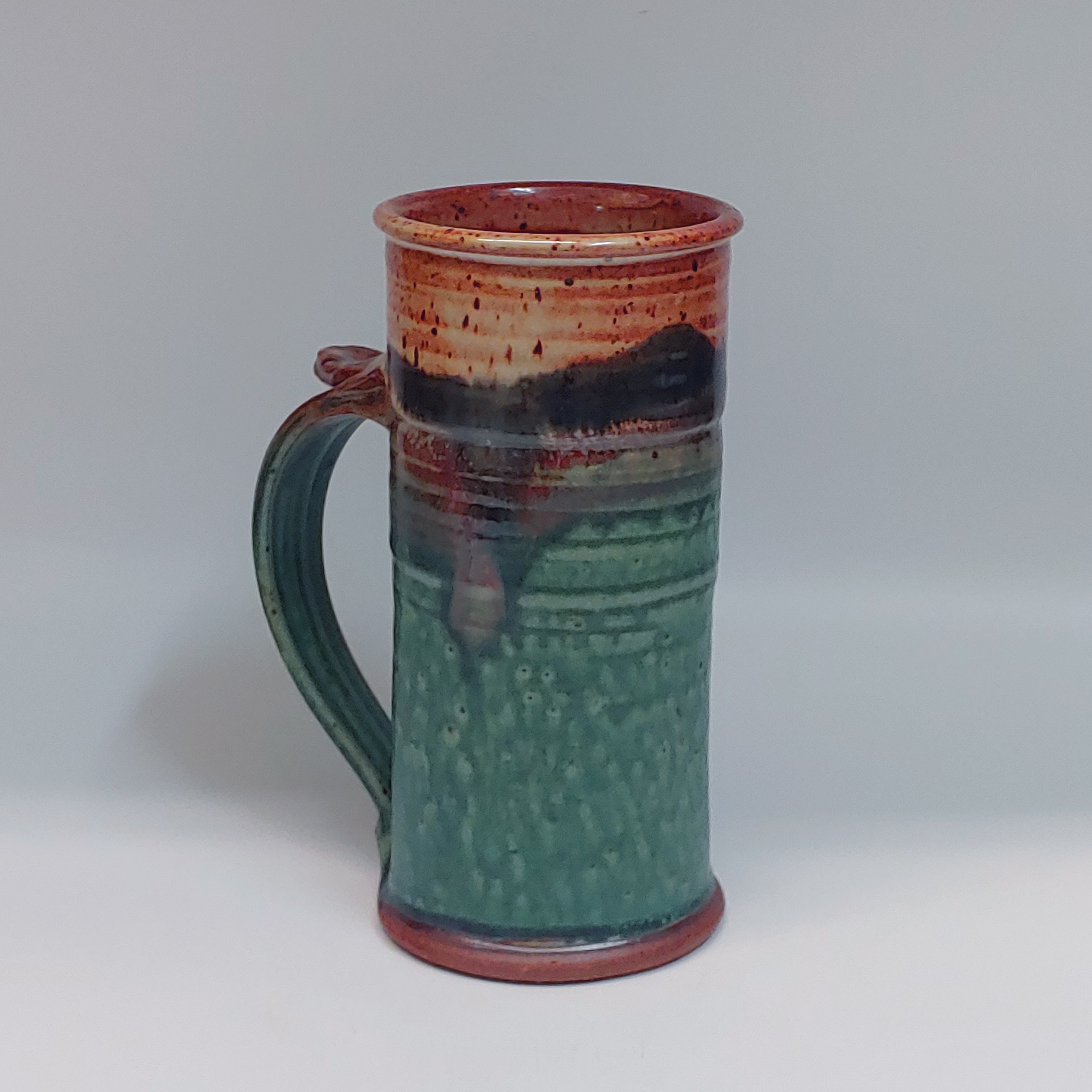 #220243 Mug, Beer Stein, Green/Tan with Black Stripe $22 at Hunter Wolff Gallery