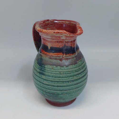 #220256 Creamer/Pitcher Green/Tan/Black Stripe $18 at Hunter Wolff Gallery