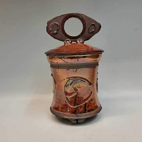 BS-026 Raku Lidded Vessel Ferric Finish 9x4.5x4.5 $175 at Hunter Wolff Gallery