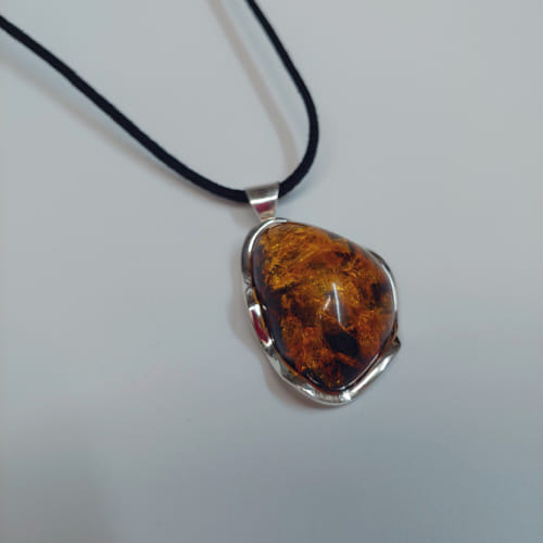 HWG-026 Pendant, Amber Irregular Oval $82 at Hunter Wolff Gallery