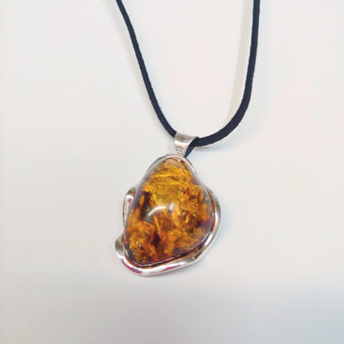 HWG-026 Pendant, Amber Irregular Oval $82 at Hunter Wolff Gallery