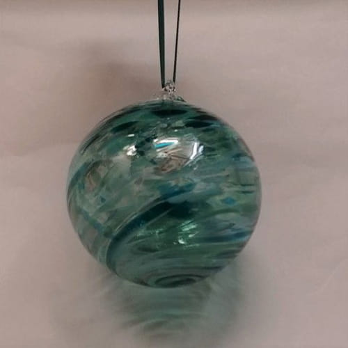 DB-277 Ornament - frit twist teal at Hunter Wolff Gallery