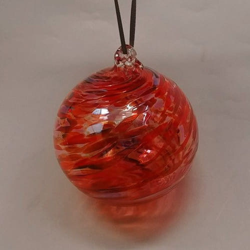 DB-278 Ornament - frit twist red $33 at Hunter Wolff Gallery