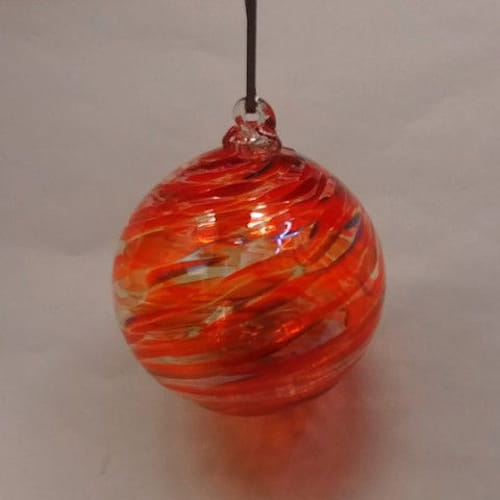 DB-279 Ornament - frit twist red $33 at Hunter Wolff Gallery