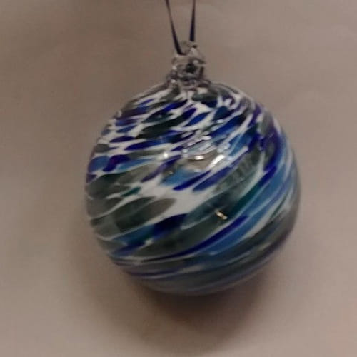 DB-282 Ornament - frit twist op. blue $33 at Hunter Wolff Gallery