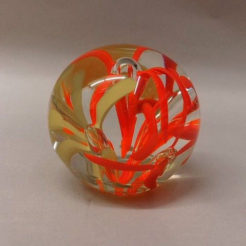 DB-289 - Paperweight - Red & Yellow Flower $75 at Hunter Wolff Gallery