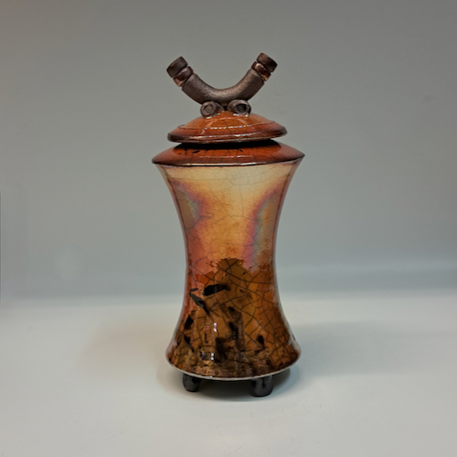 BS-029 Raku Vessel Hourglass Shape $160 at Hunter Wolff Gallery