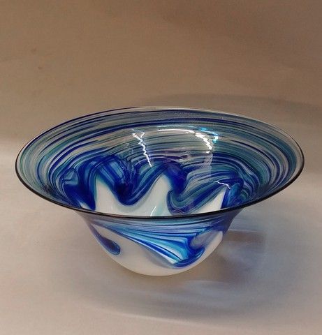 DB-298  Bowl Large, Ocean - White Wave $225 at Hunter Wolff Gallery