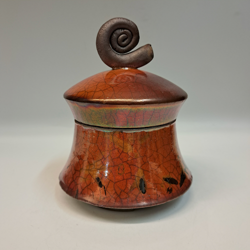 BS-030 Raku Vessel Small Lidded Box 6x4x4 $160 at Hunter Wolff Gallery