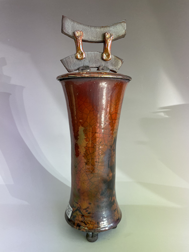 BS-034 Vessel Ferric Glaze Lidded $225 at Hunter Wolff Gallery