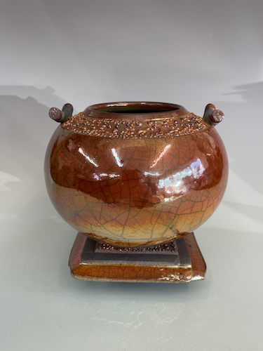 BS-036 Vessel Round Ferric Glaze on Altar $295 at Hunter Wolff Gallery