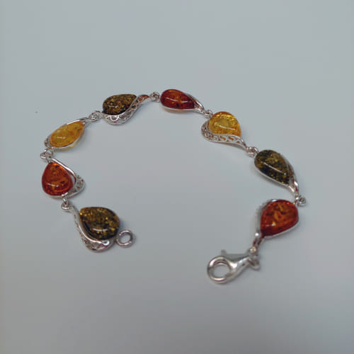 HWG-037 Bracelet, 8 Teardrops, Multi-Colors $84 at Hunter Wolff Gallery