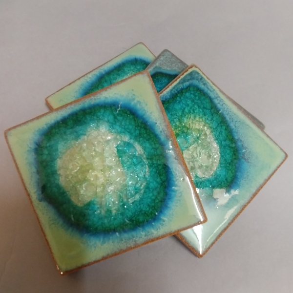 Click to view detail for KB-549 Coasters Set - Aqua $43