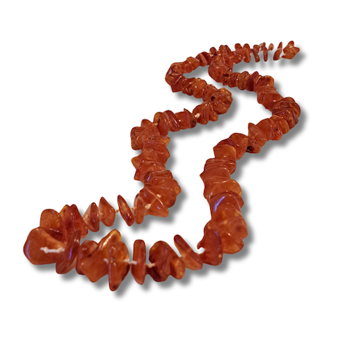 Click to view detail for HW-4009 Necklace, Beads, Amber Irregular Shape $90