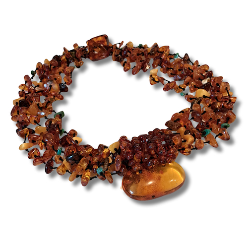 Click to view detail for HW-4010 Necklace, Beads, Mixed Color, TQ, 5 Strands with Pendant $315