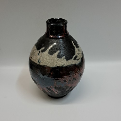 #230408 Raku Black, Copper, White Crackle 10x6.5 $32 at Hunter Wolff Gallery