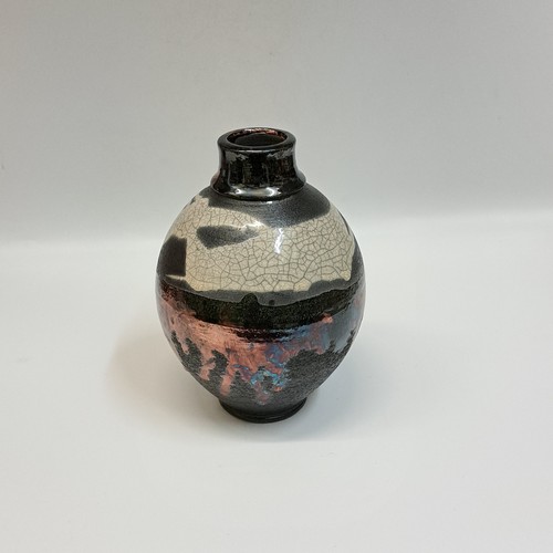 #230409 Raku Black, Copper, White Crackle 7.25x4.25 $24 at Hunter Wolff Gallery