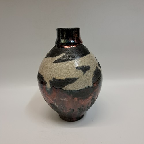 #230410 Raku Black, Copper, White Crackle 7x4.25 $24 at Hunter Wolff Gallery