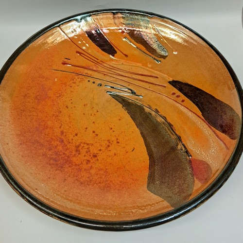 #230412 Platter Raku Glitter Glaze $95 at Hunter Wolff Gallery