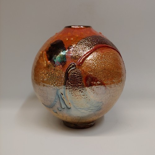 Click to view detail for #220428 Raku Glitter Glaze 7.75x7.5 $32