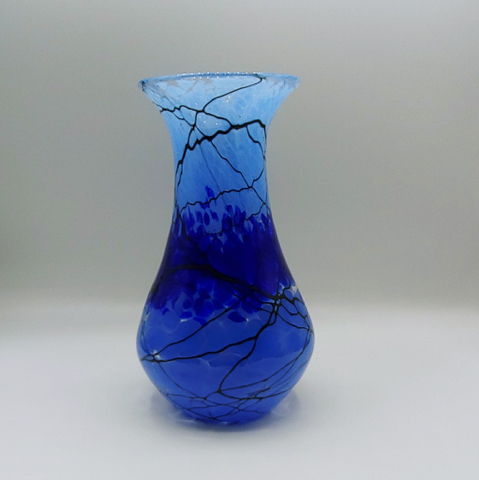 DB-450 Vase Small Blue Lightning Jeannie Bottle $82 at Hunter Wolff Gallery