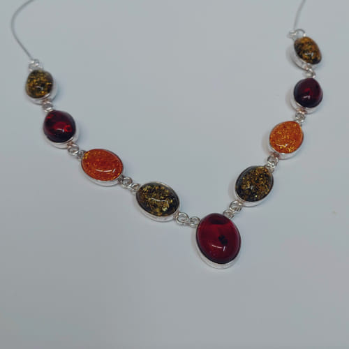 HWG-046 Necklace, 9 Small Ovals, Multi-Color $196 at Hunter Wolff Gallery