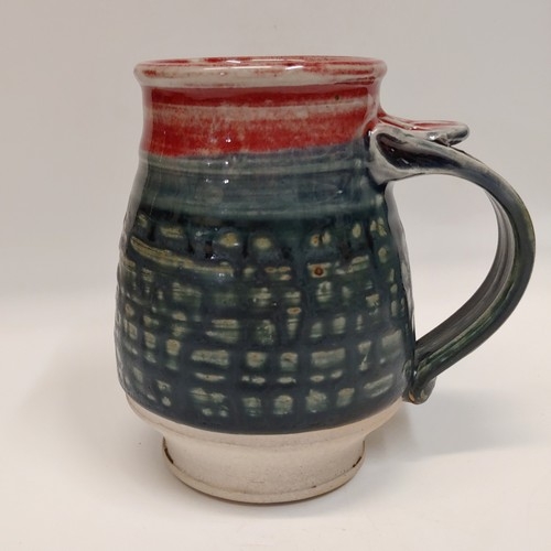 #221147 Barrel Mug Forest Green/Red $18 at Hunter Wolff Gallery